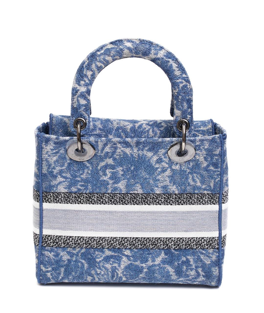 CHRISTIAN DIOR Синяя тканевая сумка с короткими ручками, фото 3