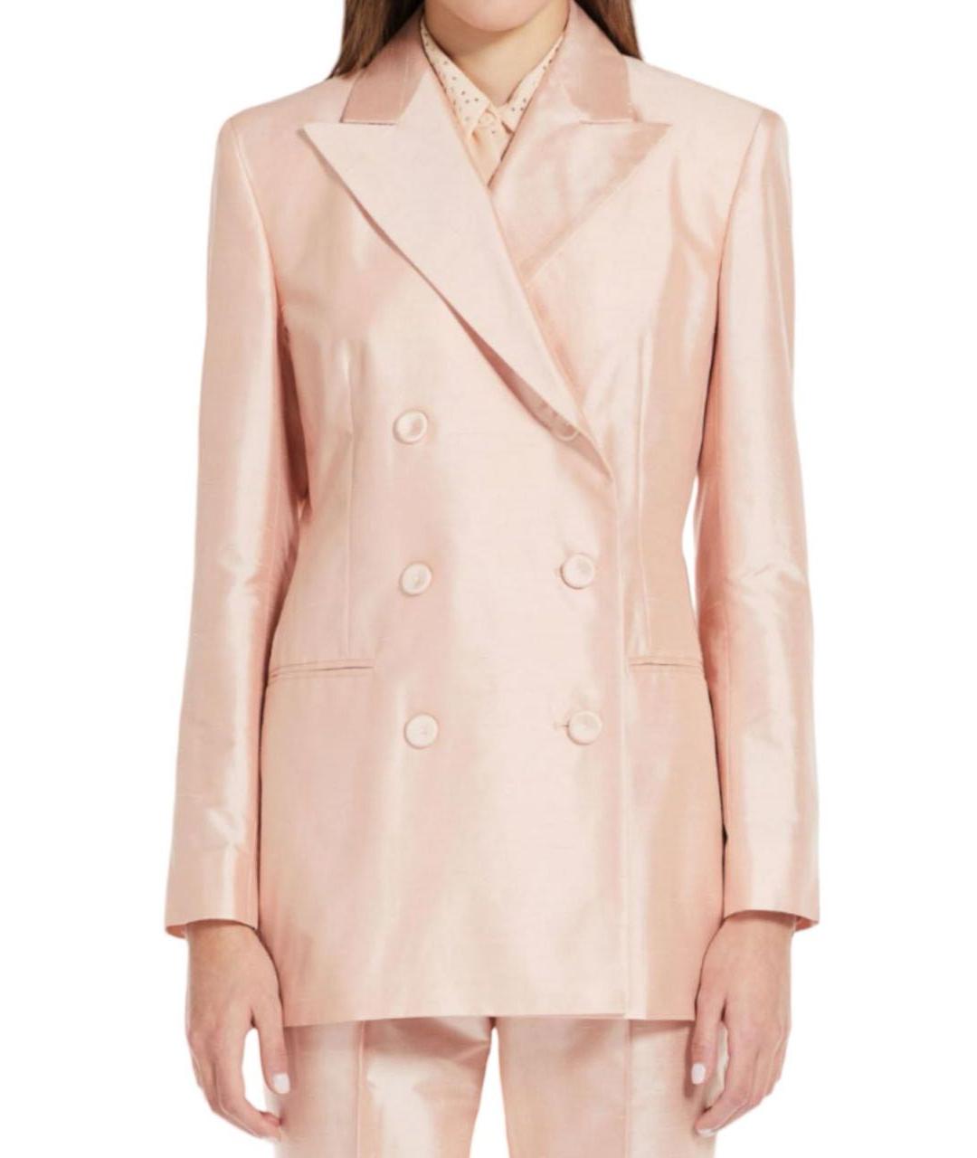 MAX MARA Розовый шелковый костюм с брюками, фото 9
