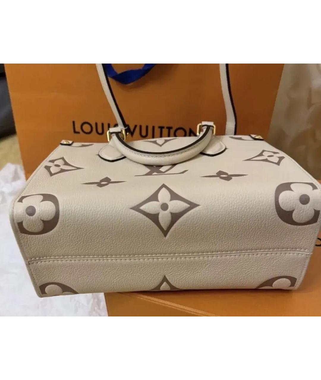 LOUIS VUITTON Белая кожаная сумка тоут, фото 3