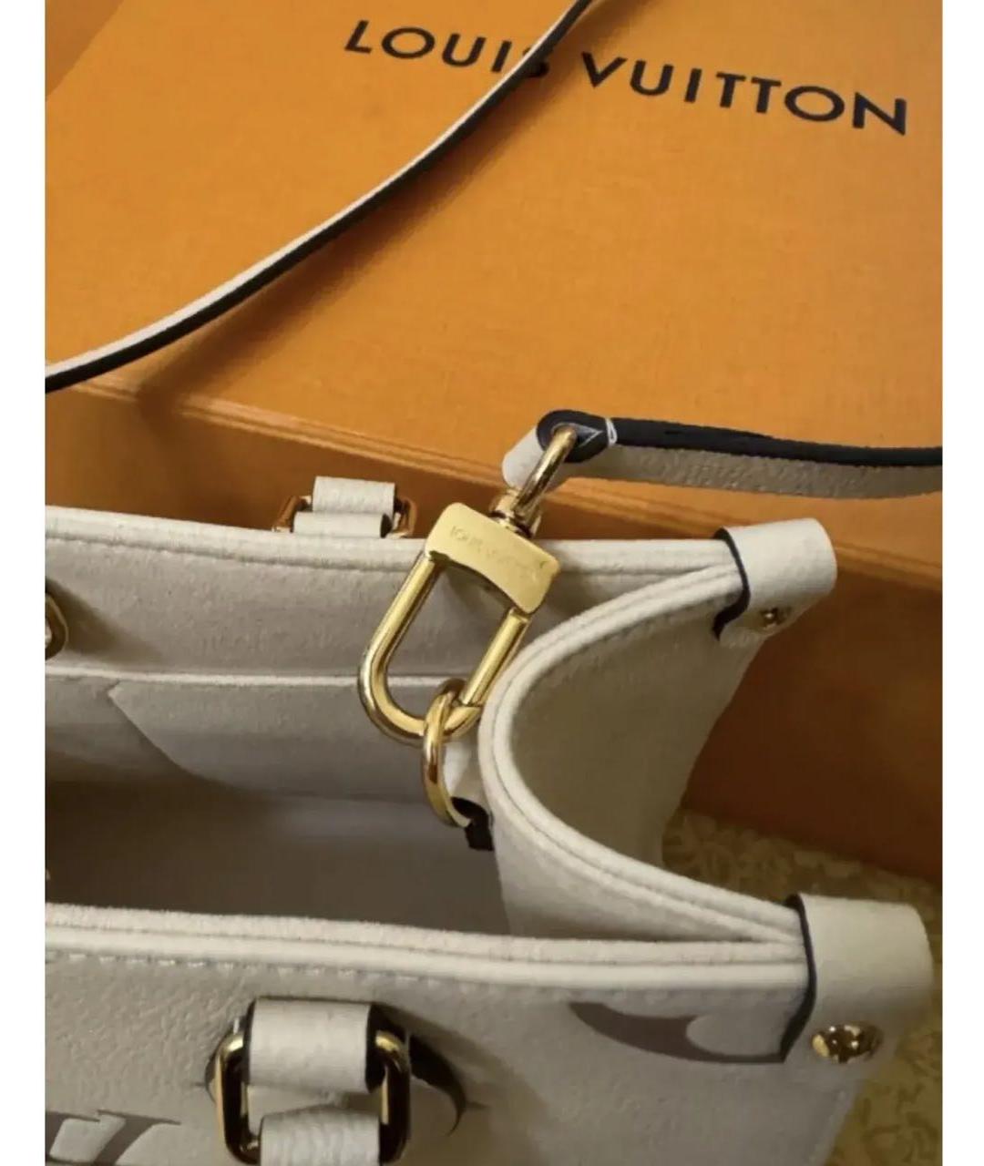 LOUIS VUITTON Белая кожаная сумка тоут, фото 5