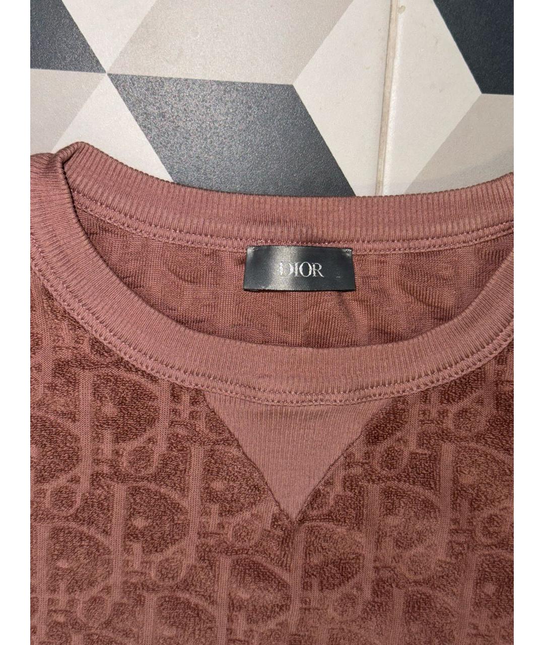 CHRISTIAN DIOR Коричневая хлопковая футболка, фото 3