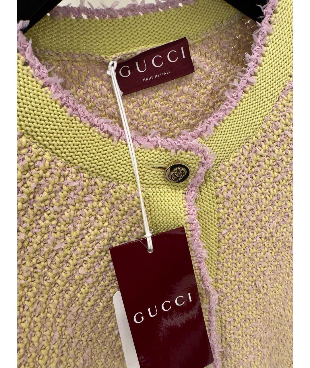 GUCCI Желтый хлопковый кардиган, фото 4