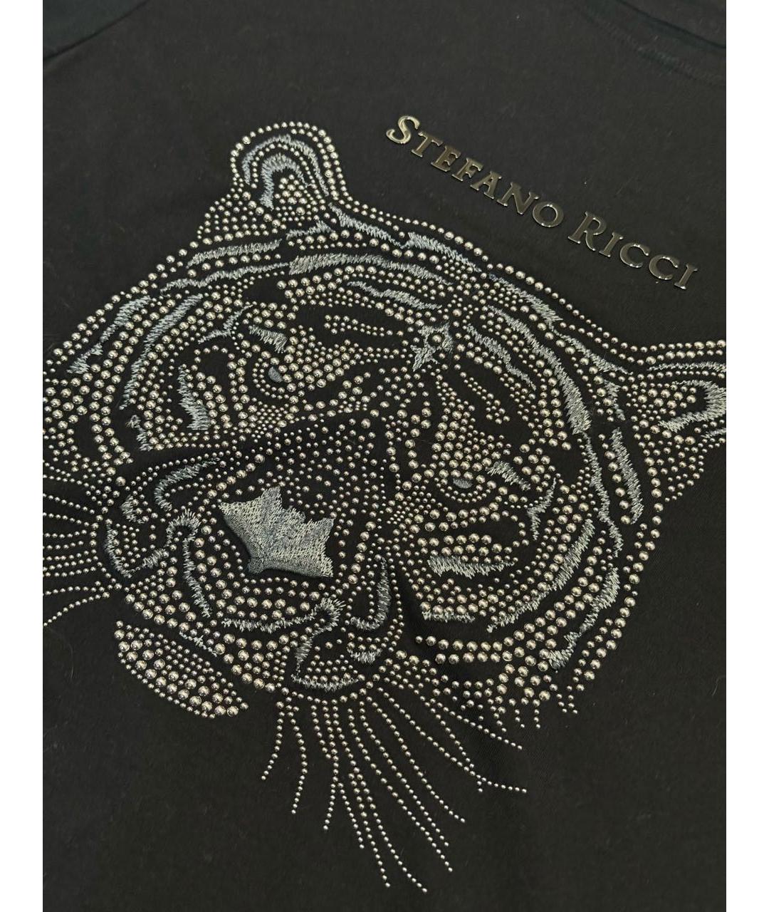 STEFANO RICCI Черная хлопковая футболка, фото 4