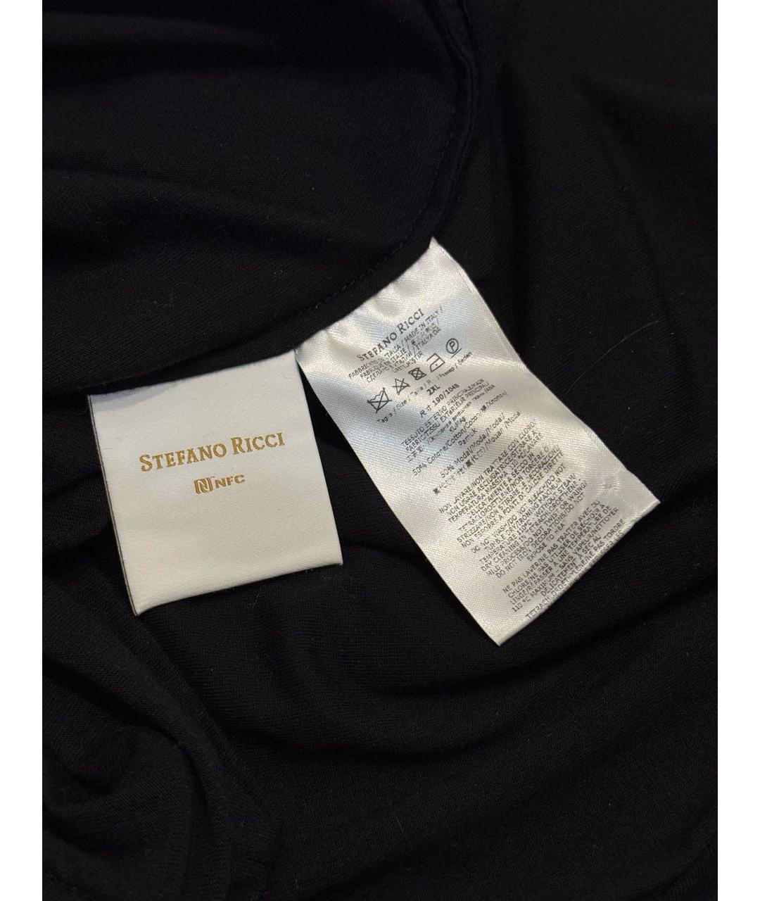 STEFANO RICCI Черная хлопковая футболка, фото 7