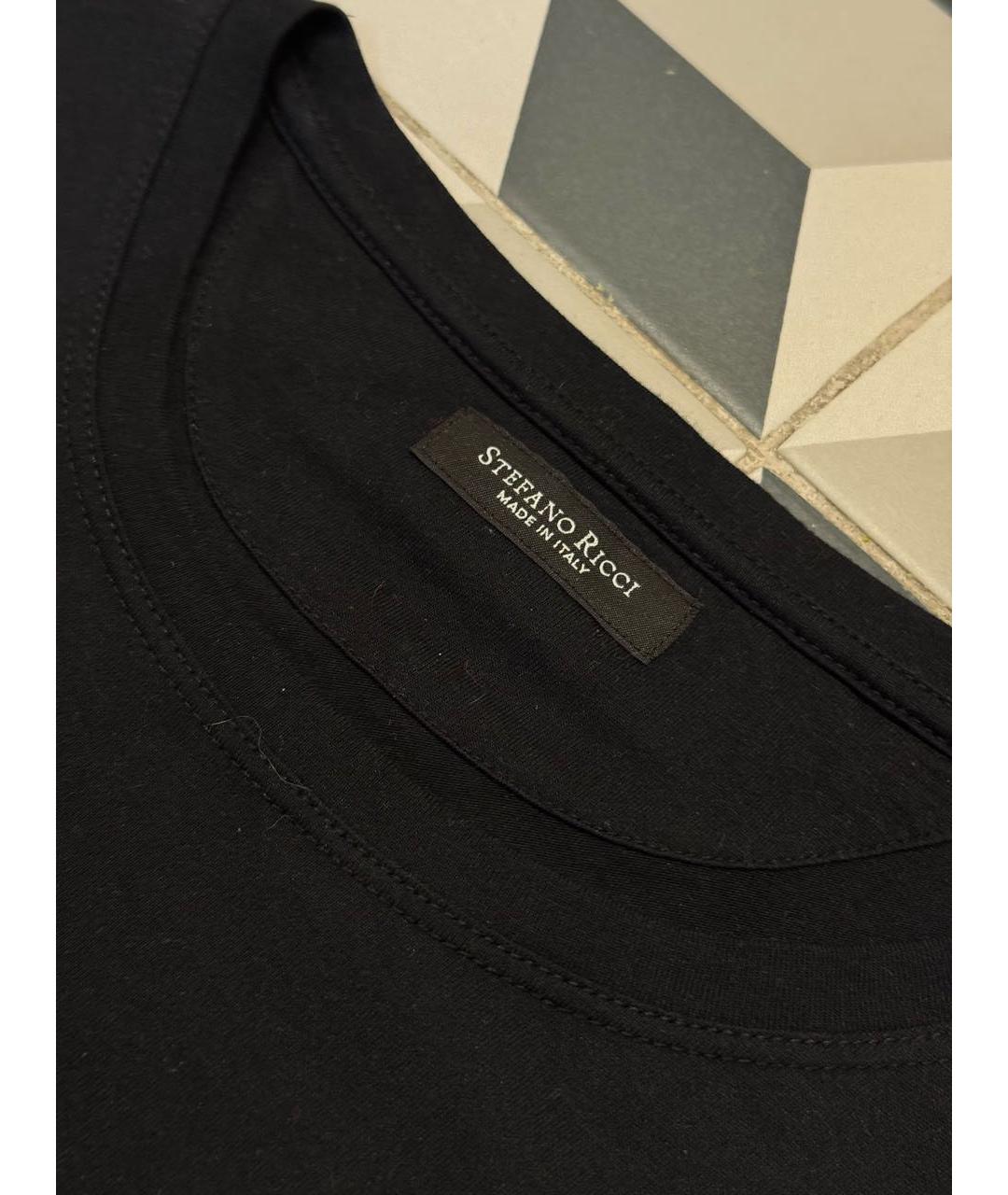 STEFANO RICCI Черная хлопковая футболка, фото 3