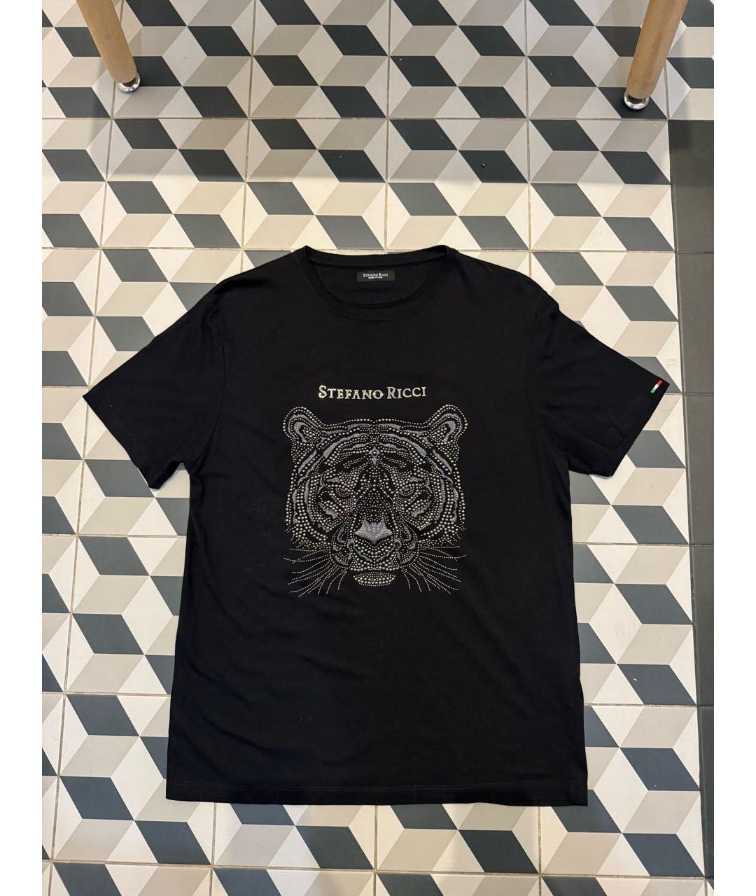 STEFANO RICCI Черная хлопковая футболка, фото 8