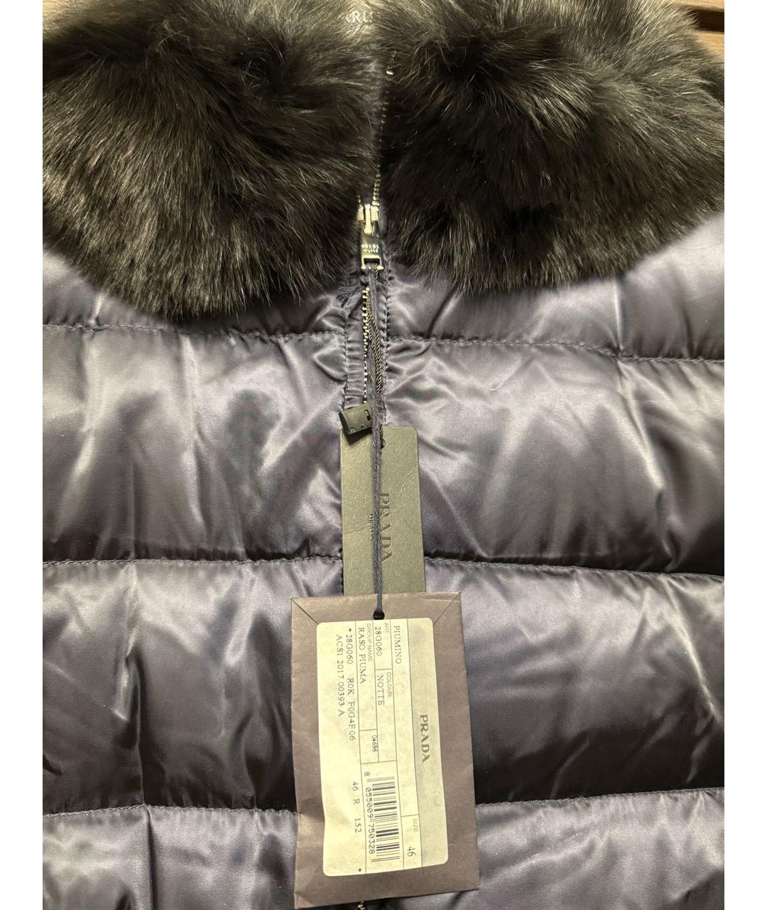 PRADA Темно-синяя полиамидовая куртка, фото 4