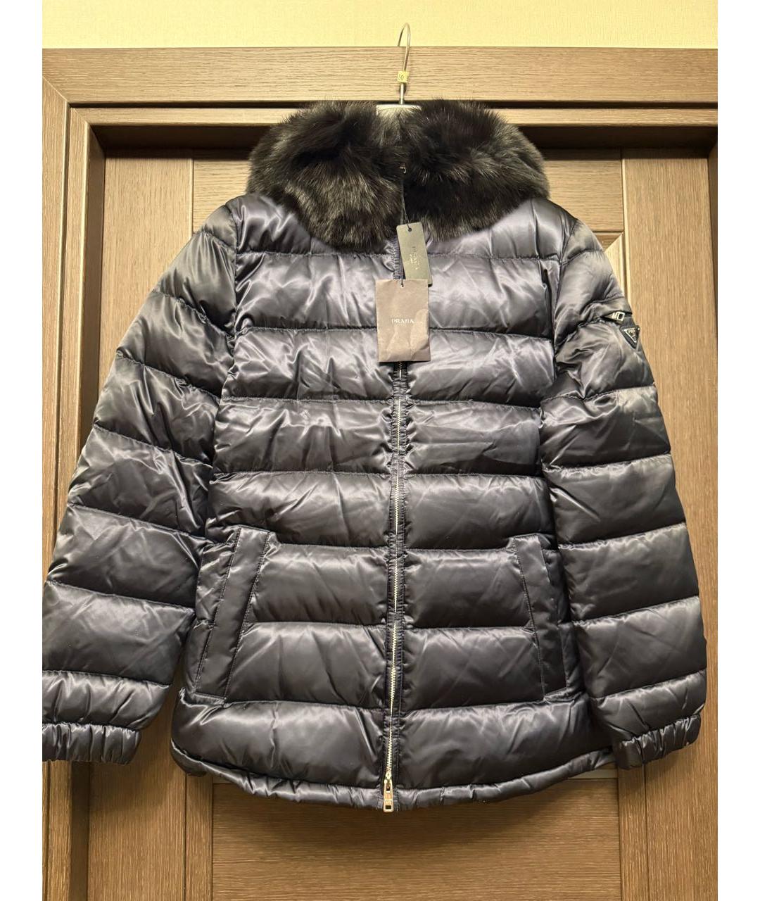 PRADA Темно-синяя полиамидовая куртка, фото 5