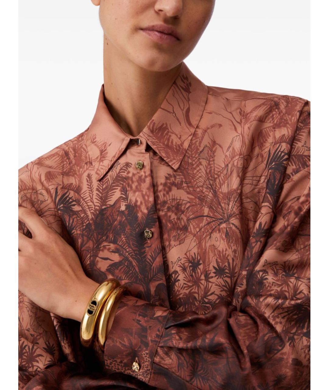 LIU JO Коричневая полиэстеровая рубашка, фото 4