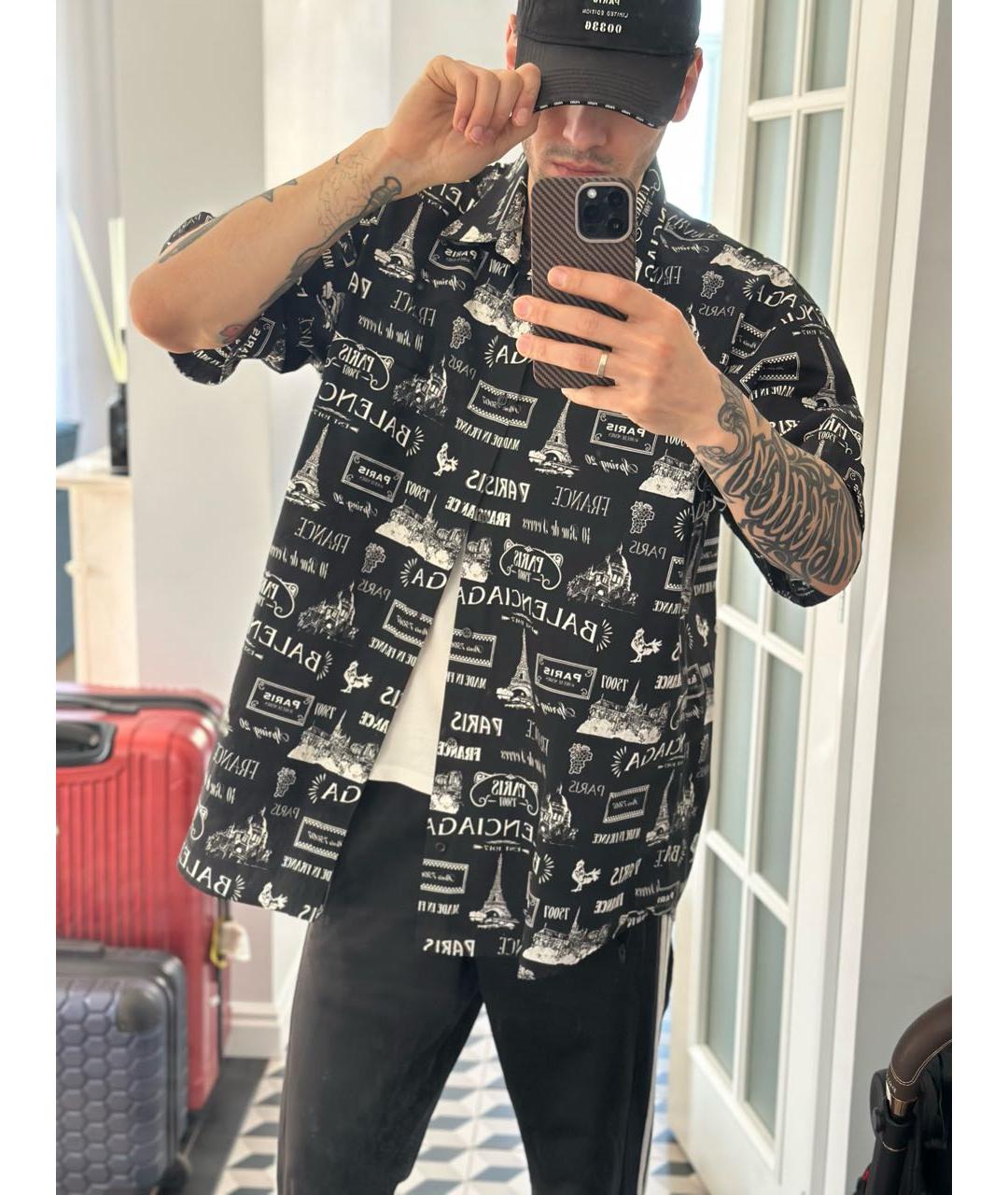 BALENCIAGA Черная хлопковая кэжуал рубашка, фото 6