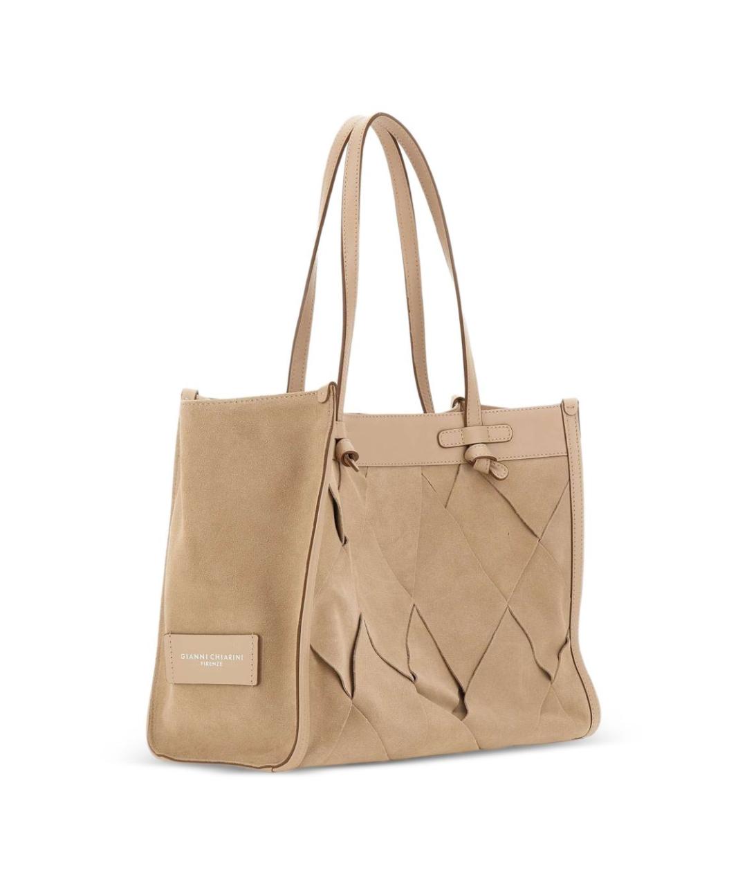 Gianni Chiarini Бежевая кожаная сумка тоут, фото 5