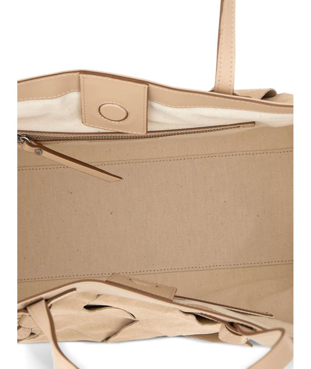 Gianni Chiarini Бежевая кожаная сумка тоут, фото 6