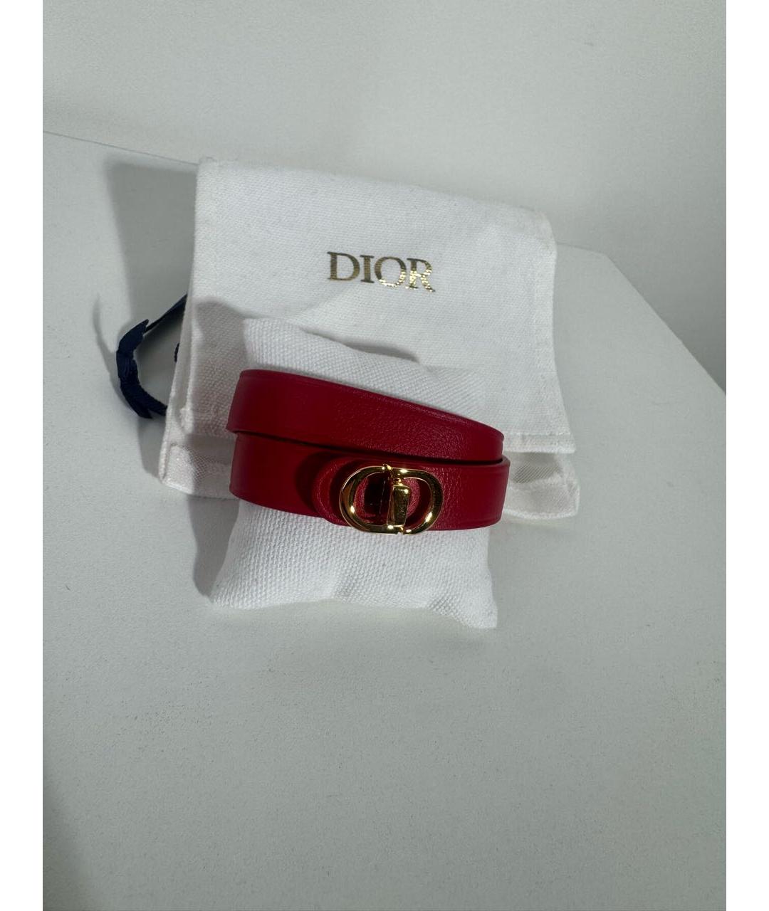 CHRISTIAN DIOR Красный кожаный браслет, фото 4