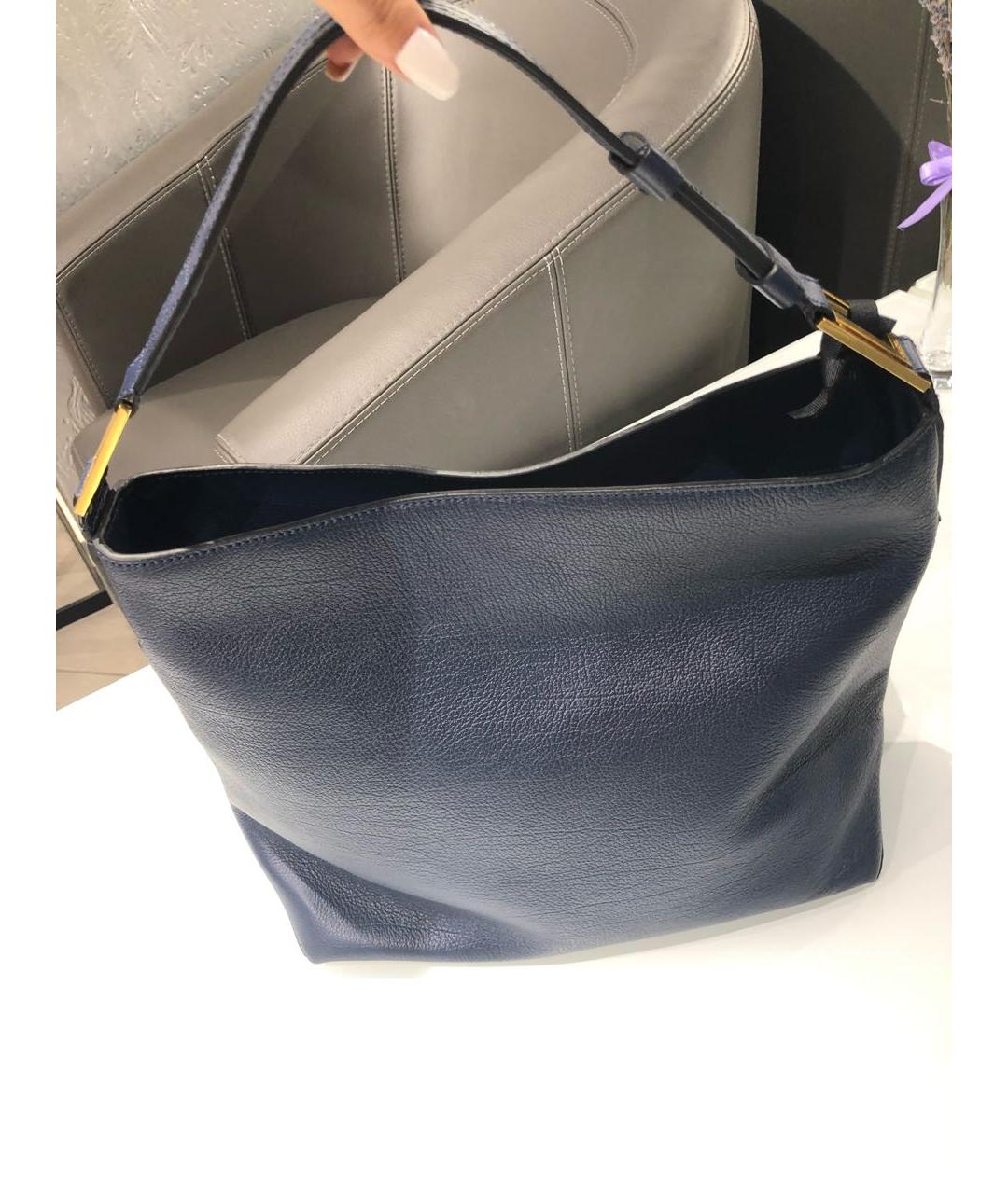 LANCEL Темно-синяя кожаная сумка тоут, фото 2