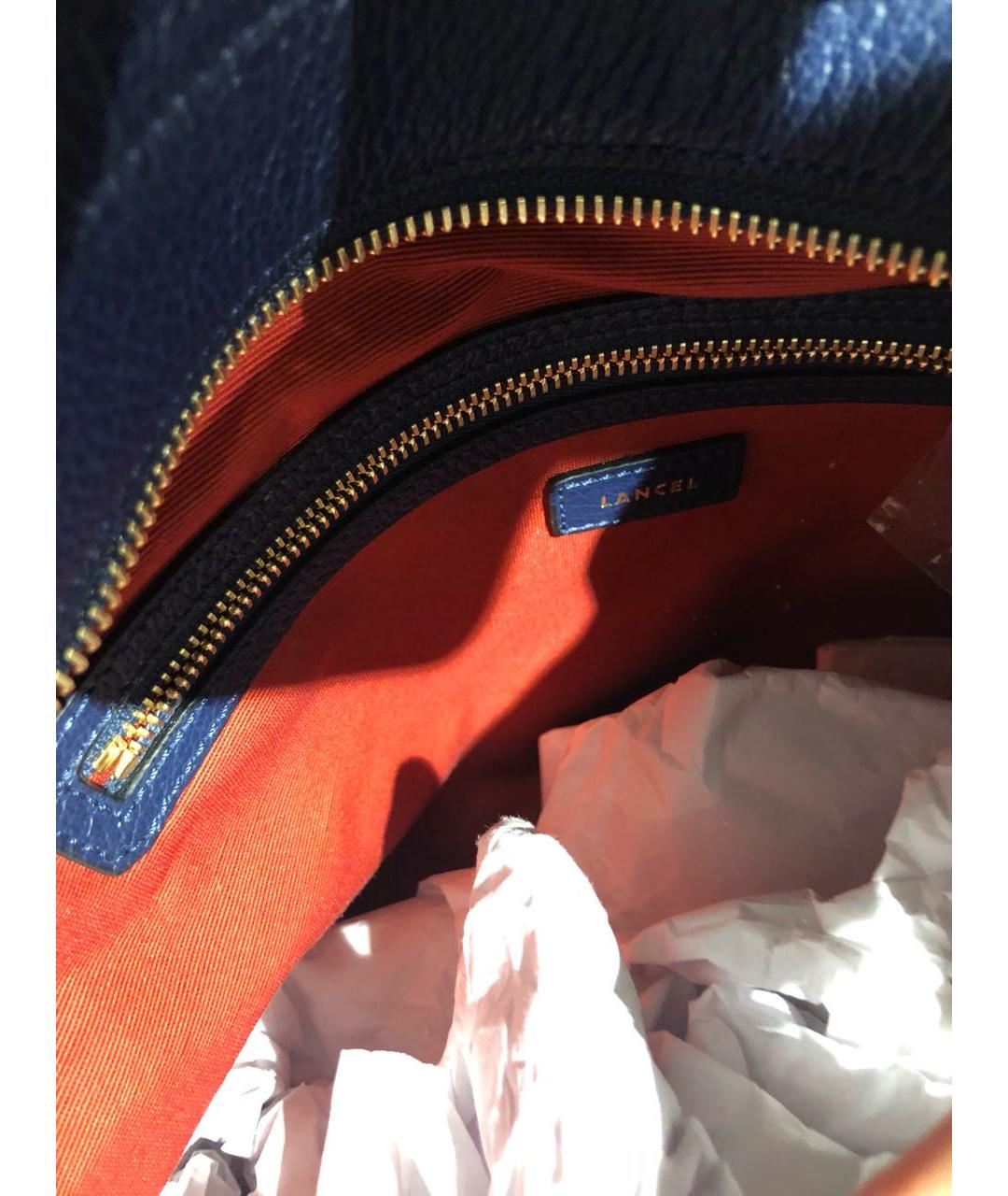 LANCEL Темно-синяя кожаная сумка тоут, фото 4