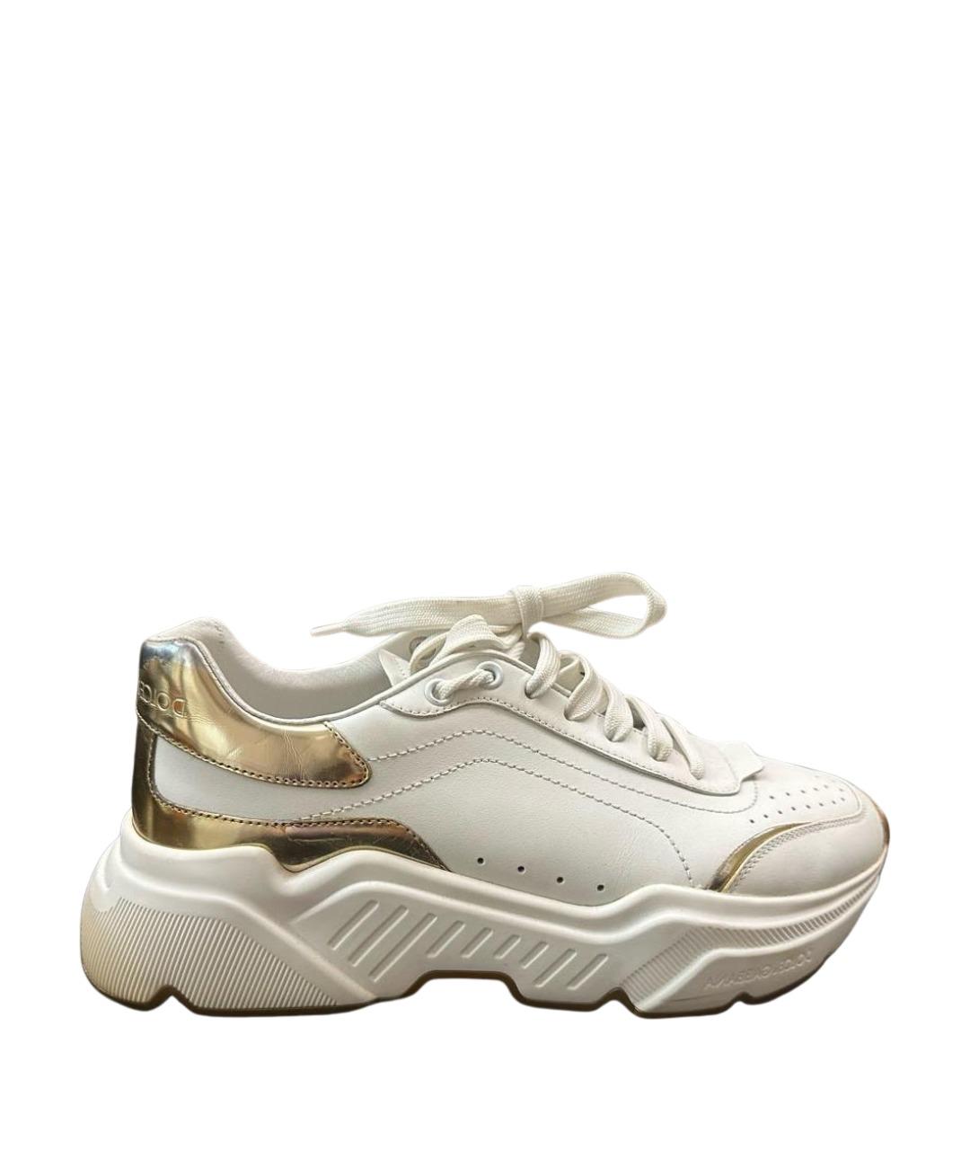 DOLCE&GABBANA Белые кожаные кроссовки, фото 1