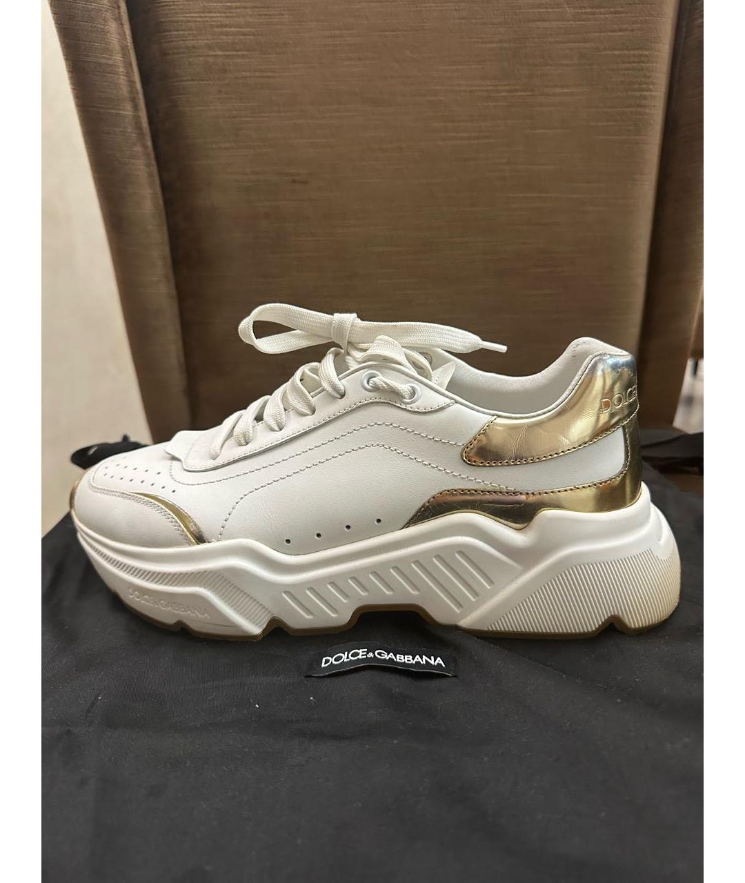 DOLCE&GABBANA Белые кожаные кроссовки, фото 9