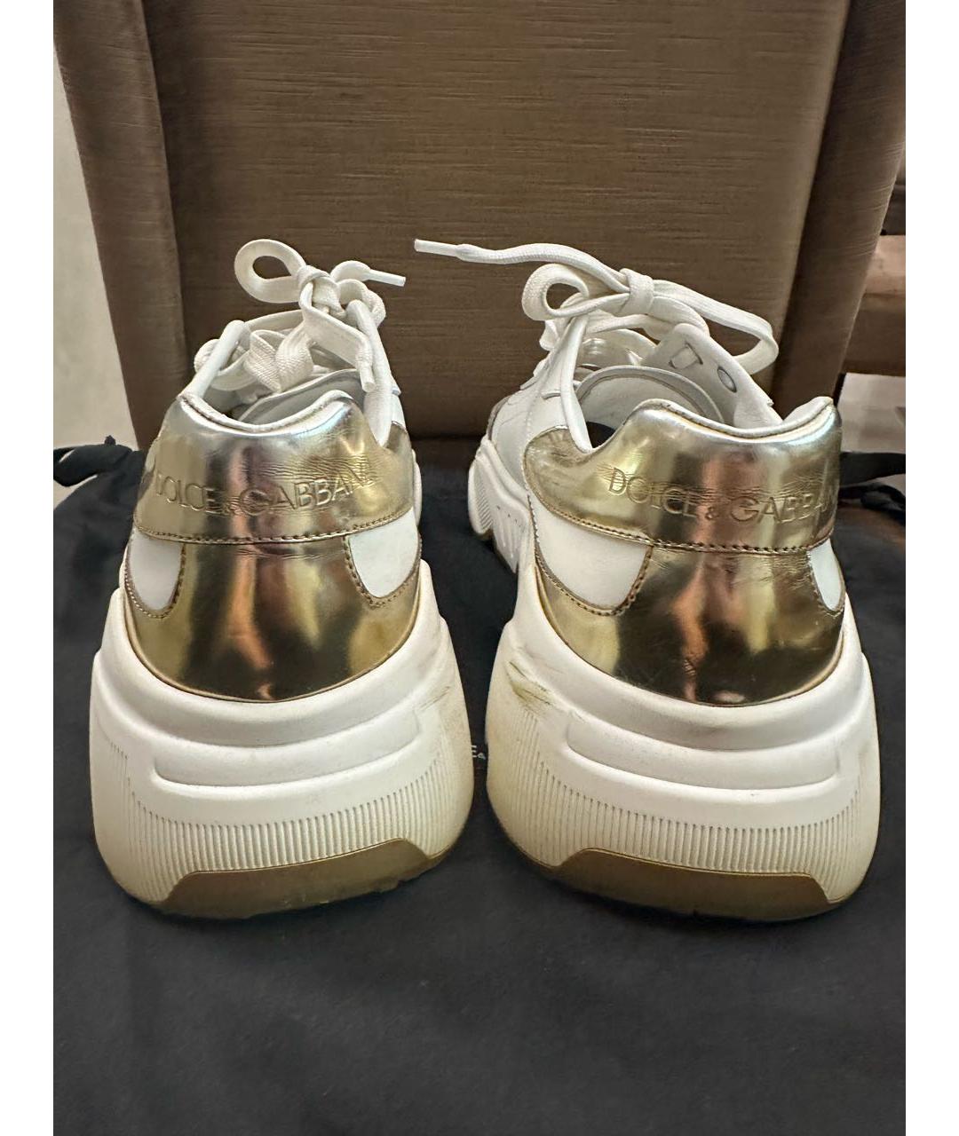 DOLCE&GABBANA Белые кожаные кроссовки, фото 3