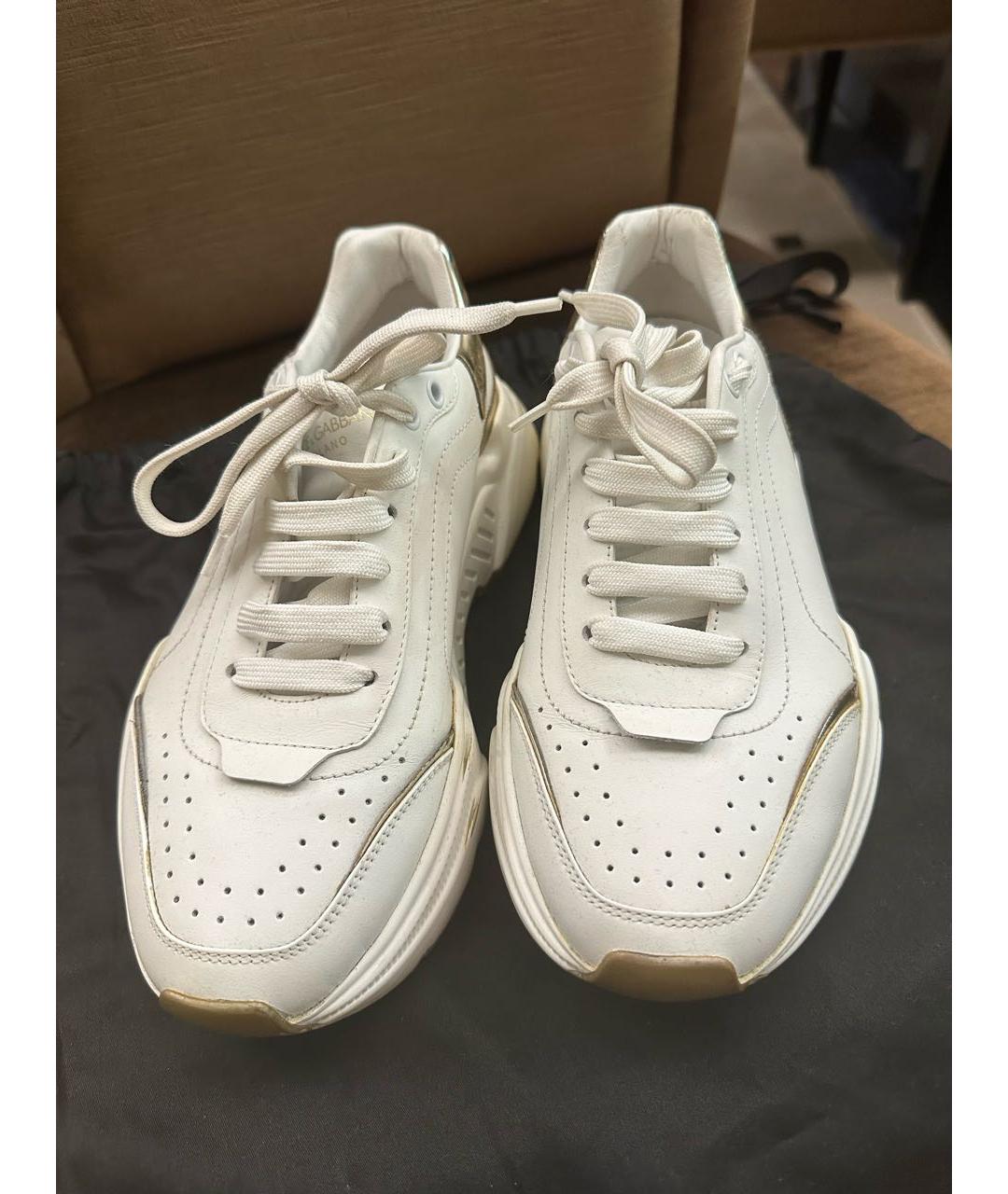 DOLCE&GABBANA Белые кожаные кроссовки, фото 2