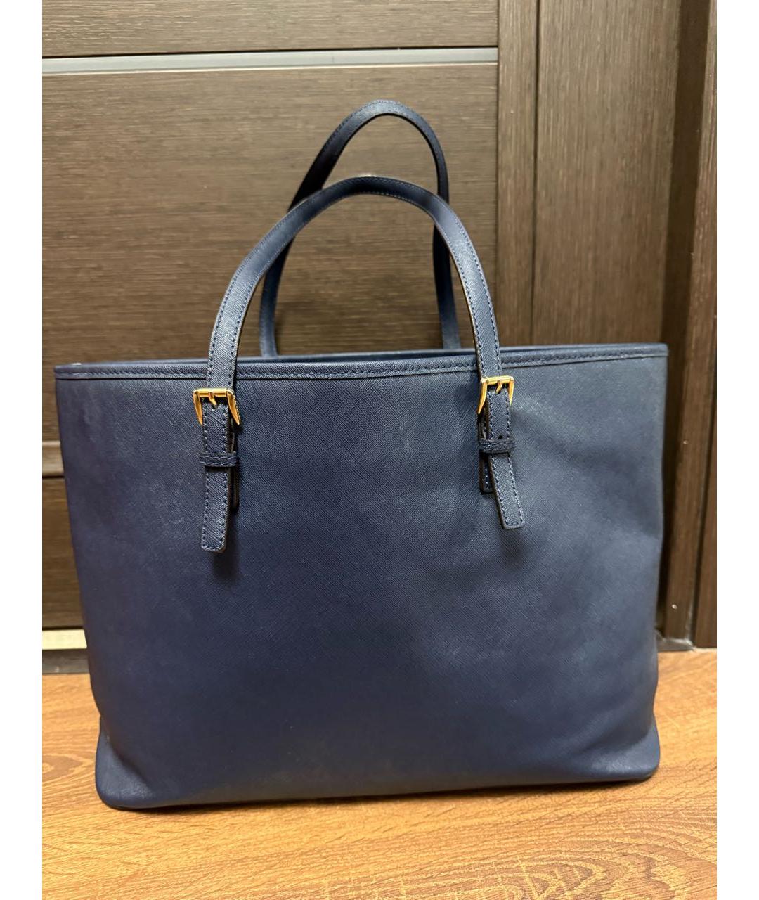 MICHAEL KORS Темно-синяя кожаная сумка тоут, фото 3