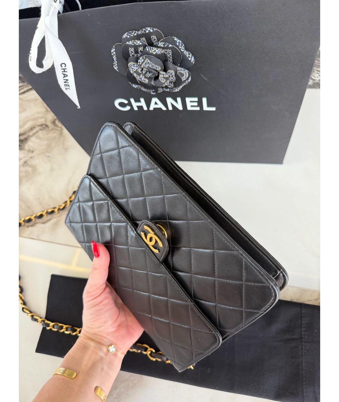 CHANEL Черная кожаная сумка через плечо, фото 6