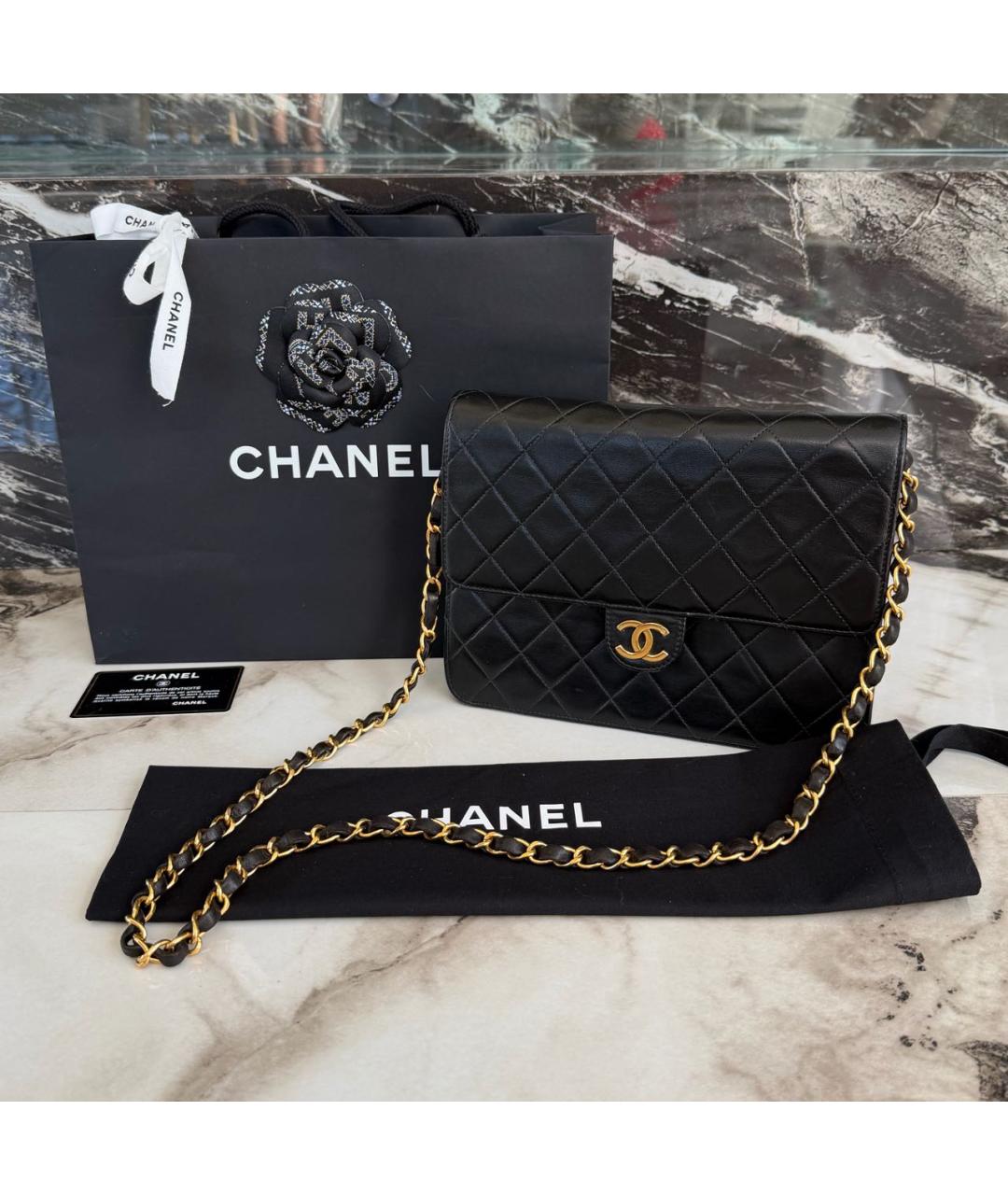 CHANEL Черная кожаная сумка через плечо, фото 2