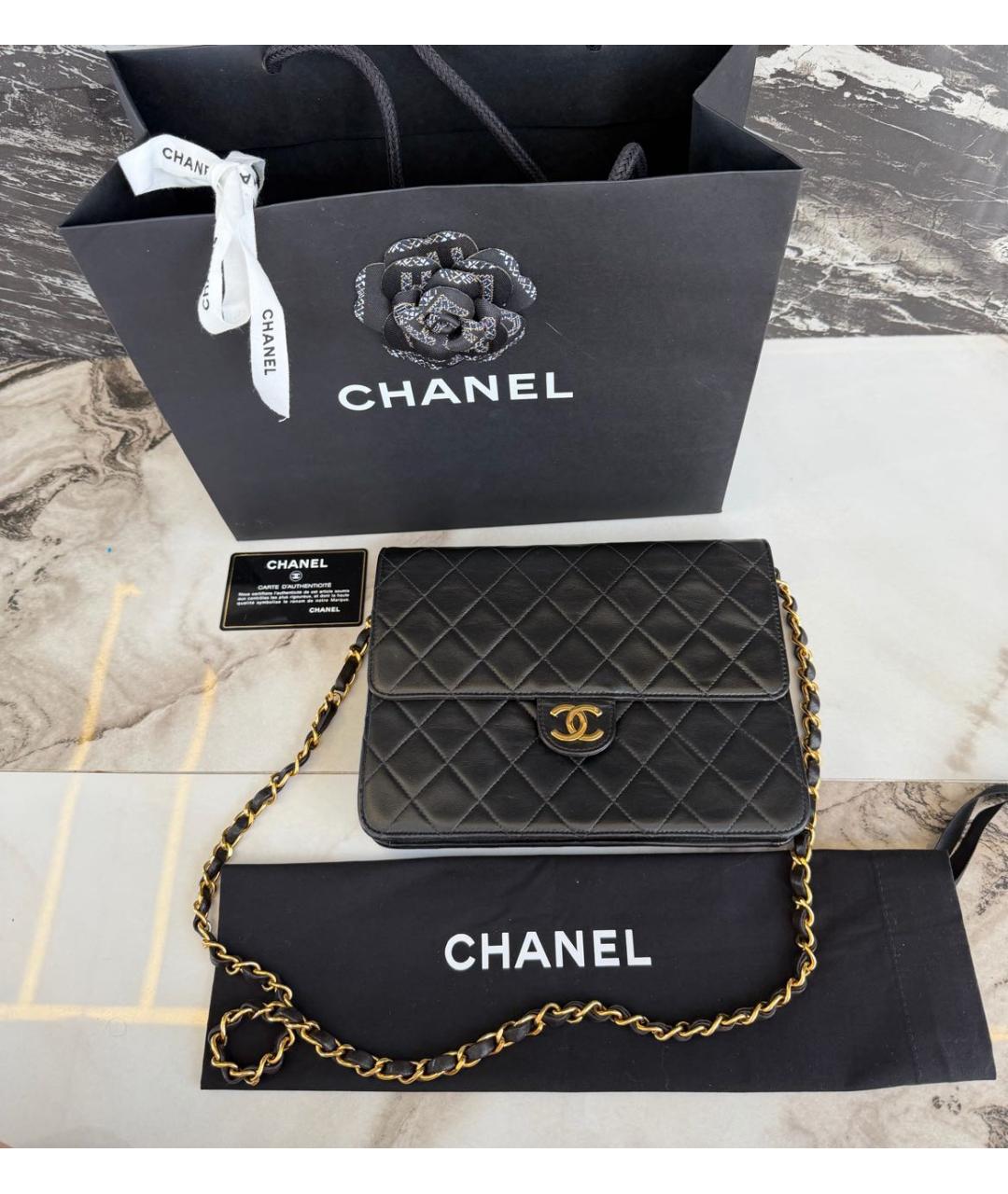 CHANEL Черная кожаная сумка через плечо, фото 4