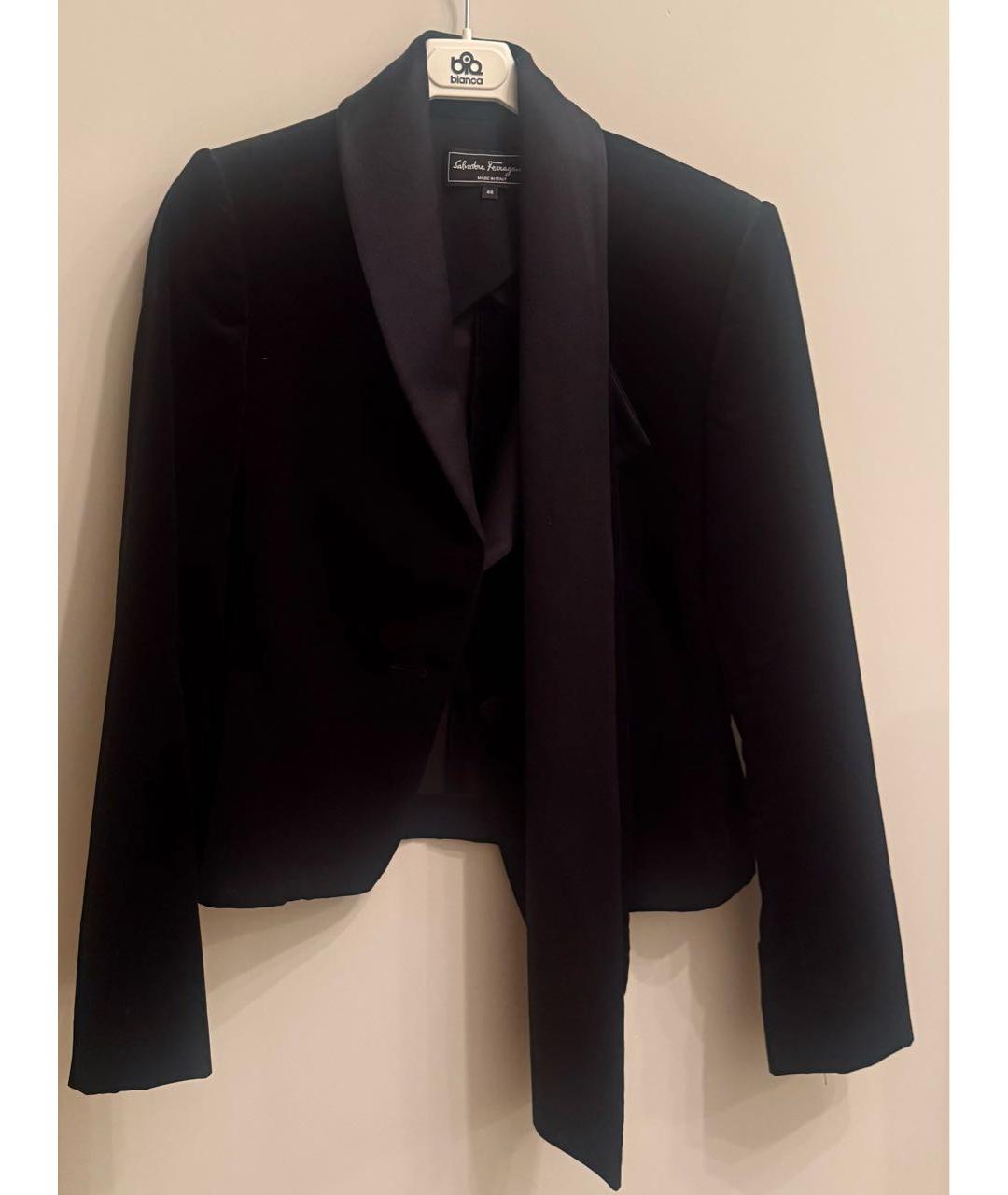 FERRAGAMO Черный шелковый жакет/пиджак, фото 7