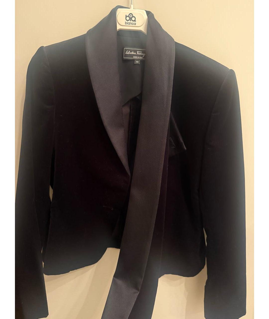 FERRAGAMO Черный шелковый жакет/пиджак, фото 4