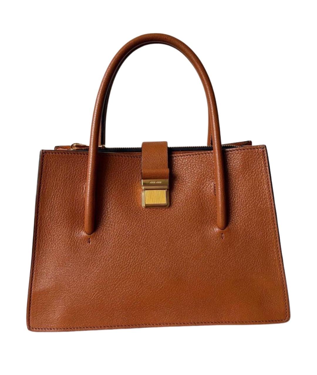 MIU MIU Коричневая кожаная сумка через плечо, фото 1