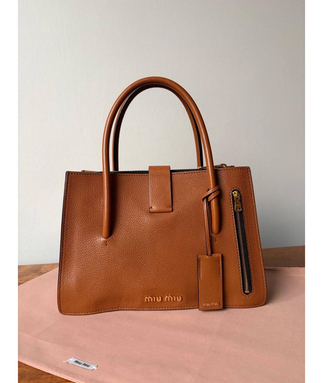 MIU MIU Коричневая кожаная сумка через плечо, фото 8