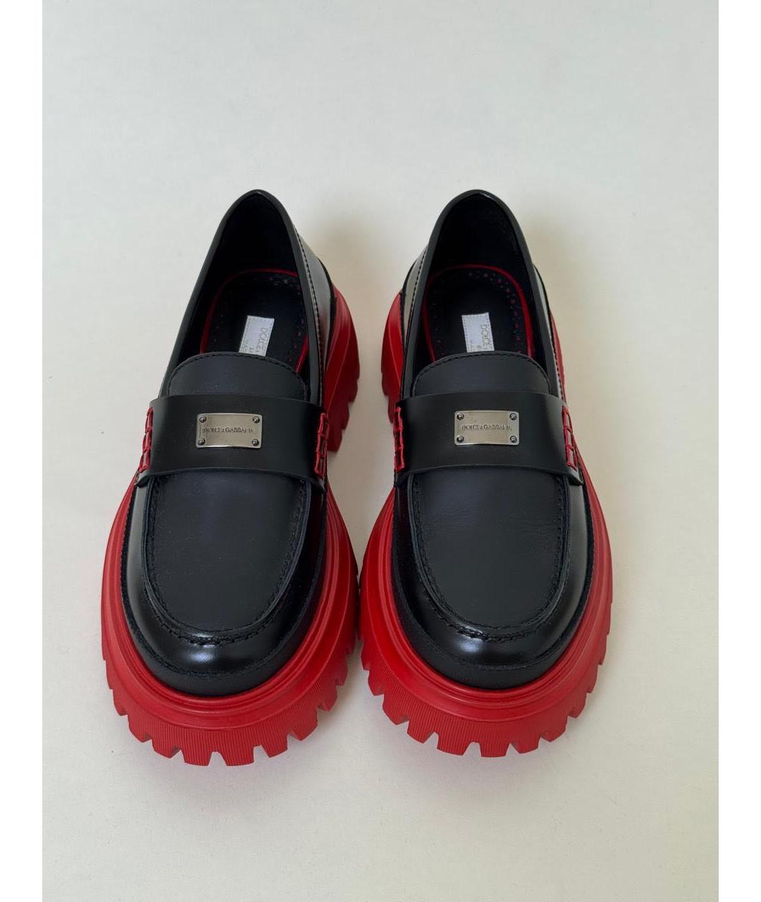 DOLCE&GABBANA Черные кожаные лоферы и мокасины, фото 3