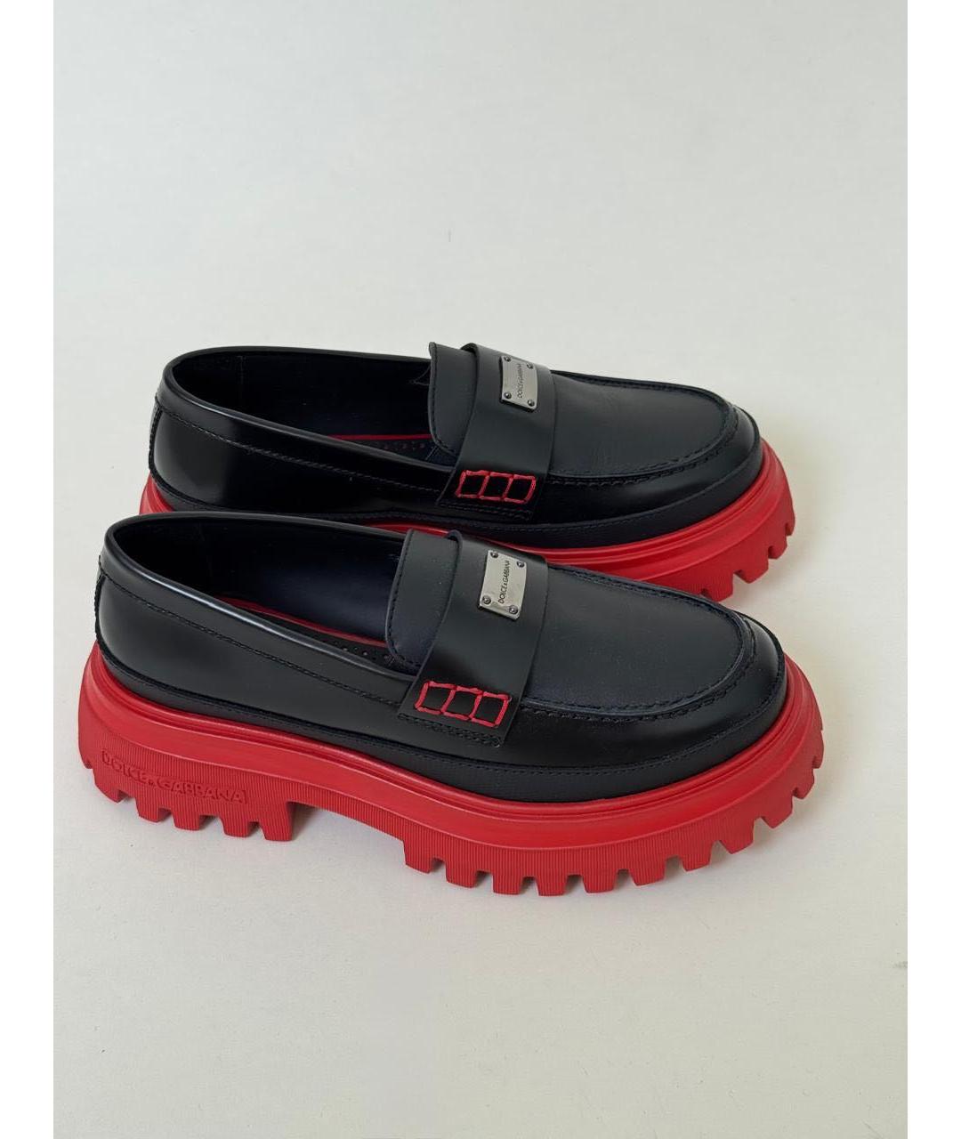 DOLCE&GABBANA Черные кожаные лоферы и мокасины, фото 4