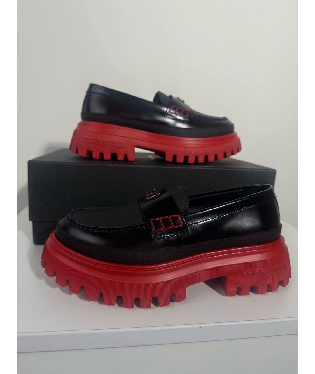 DOLCE&GABBANA Черные кожаные лоферы и мокасины, фото 2