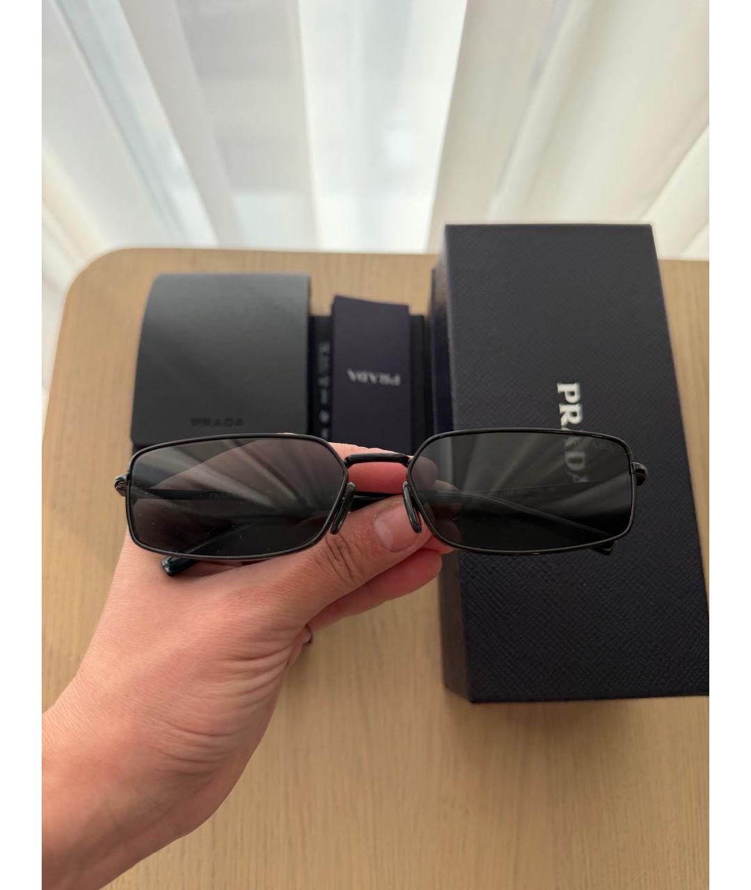PRADA Черные металлические солнцезащитные очки, фото 4