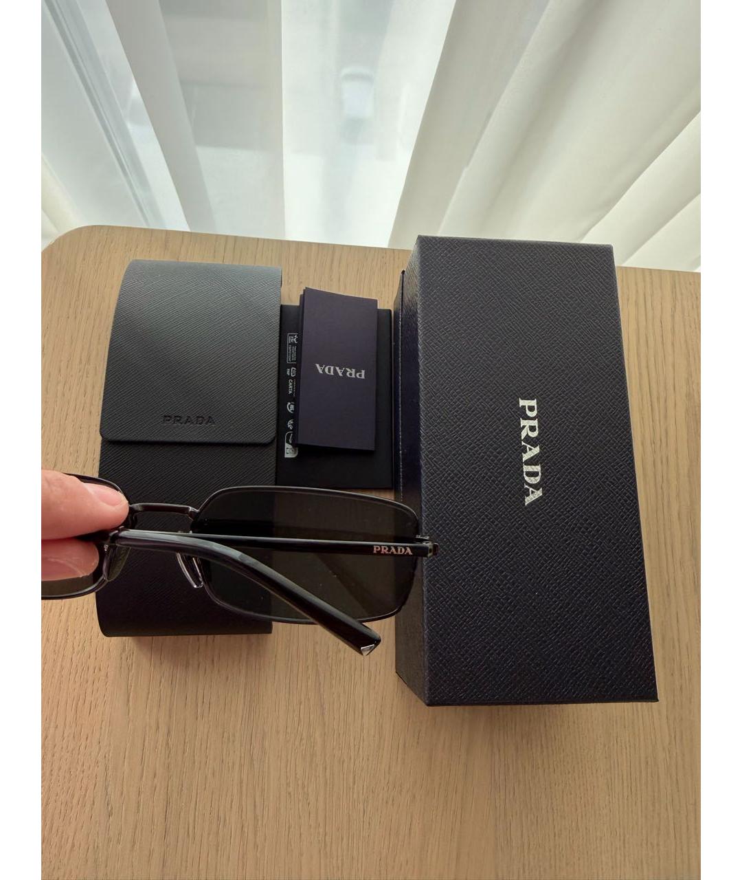 PRADA Черные металлические солнцезащитные очки, фото 5