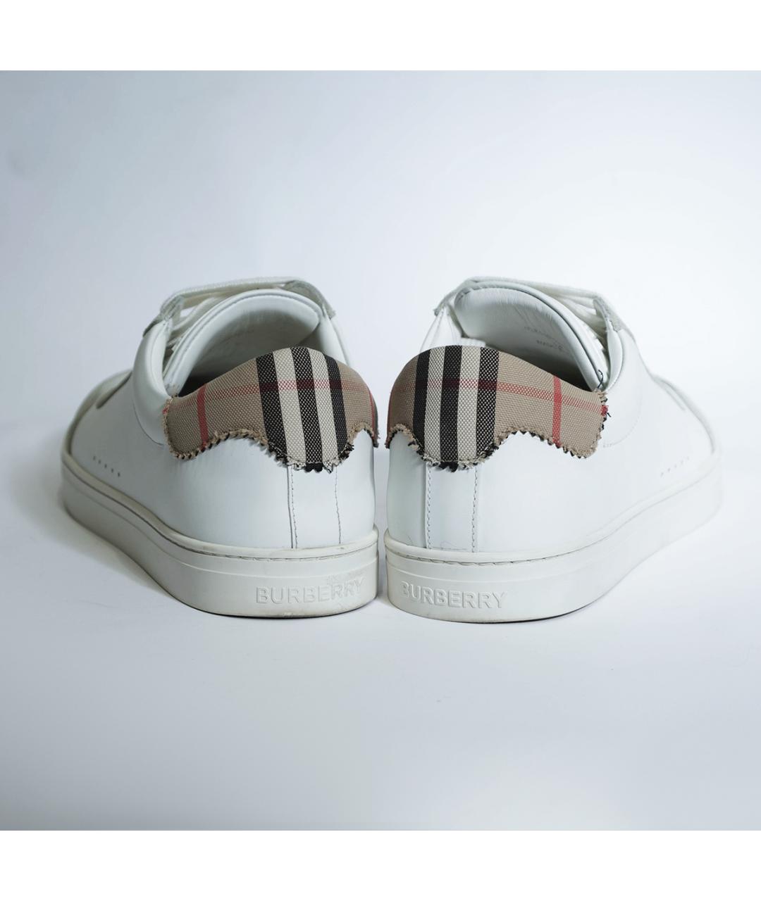 BURBERRY Белые кожаные низкие кроссовки / кеды, фото 5