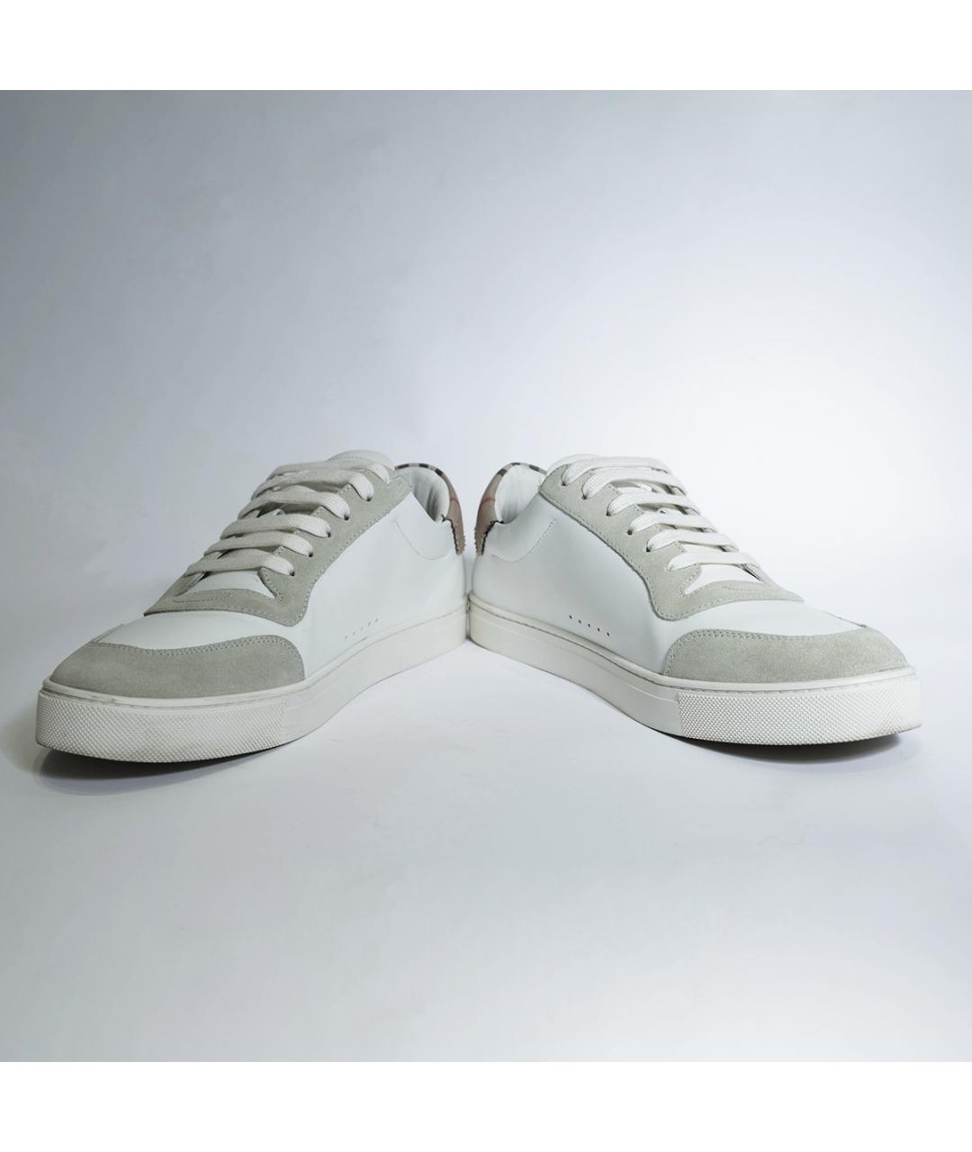 BURBERRY Белые кожаные низкие кроссовки / кеды, фото 4