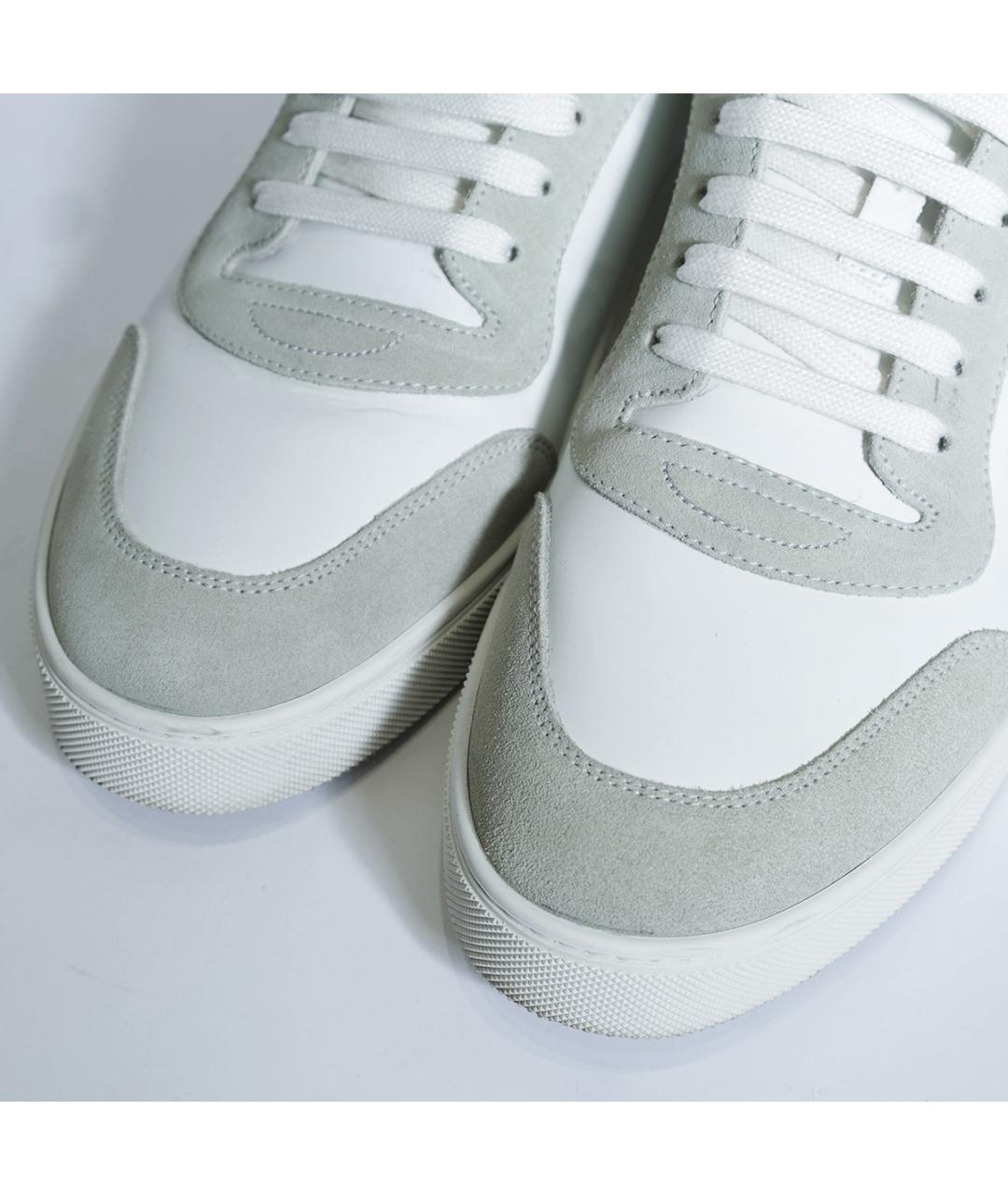 BURBERRY Белые кожаные низкие кроссовки / кеды, фото 3