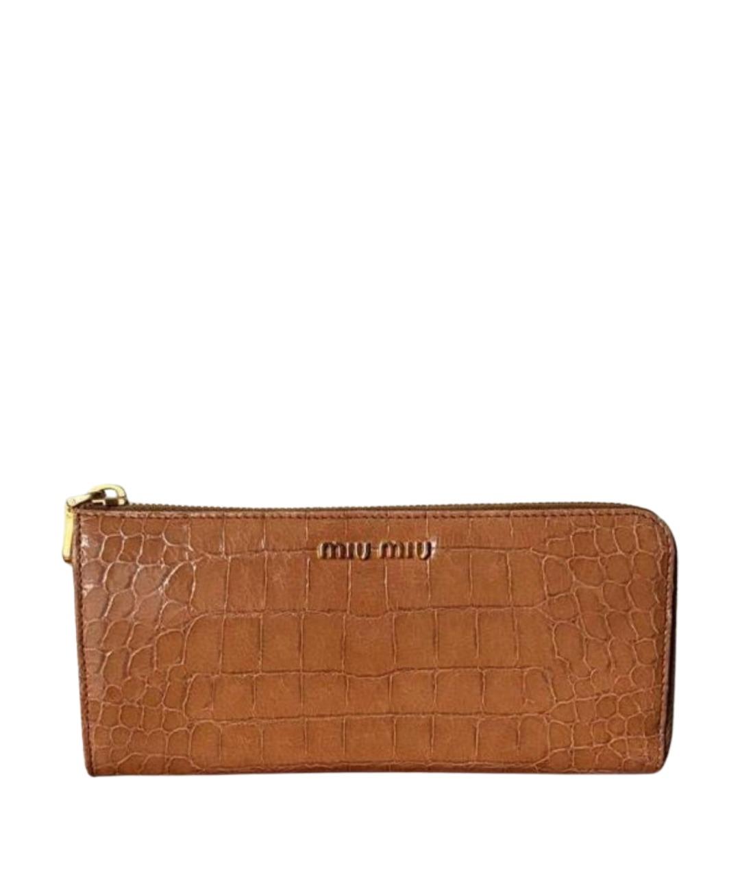 MIU MIU Коричневый кардхолдер из экзотической кожи, фото 1