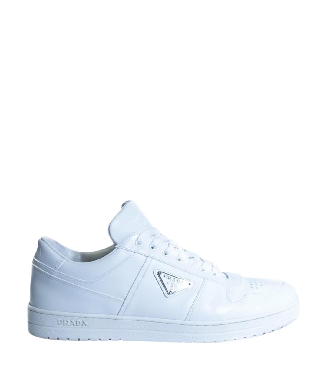 PRADA Белые кожаные низкие кроссовки / кеды, фото 1