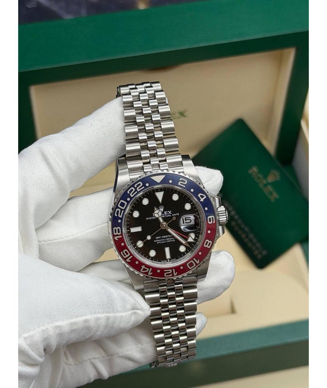 ROLEX Черные металлические часы, фото 4