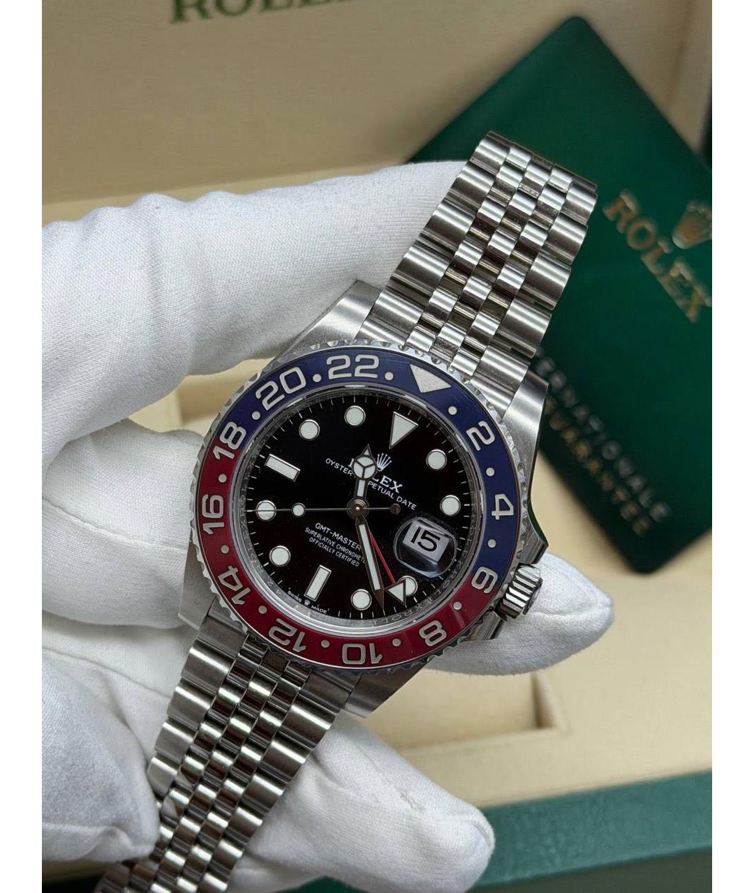 ROLEX Черные металлические часы, фото 7