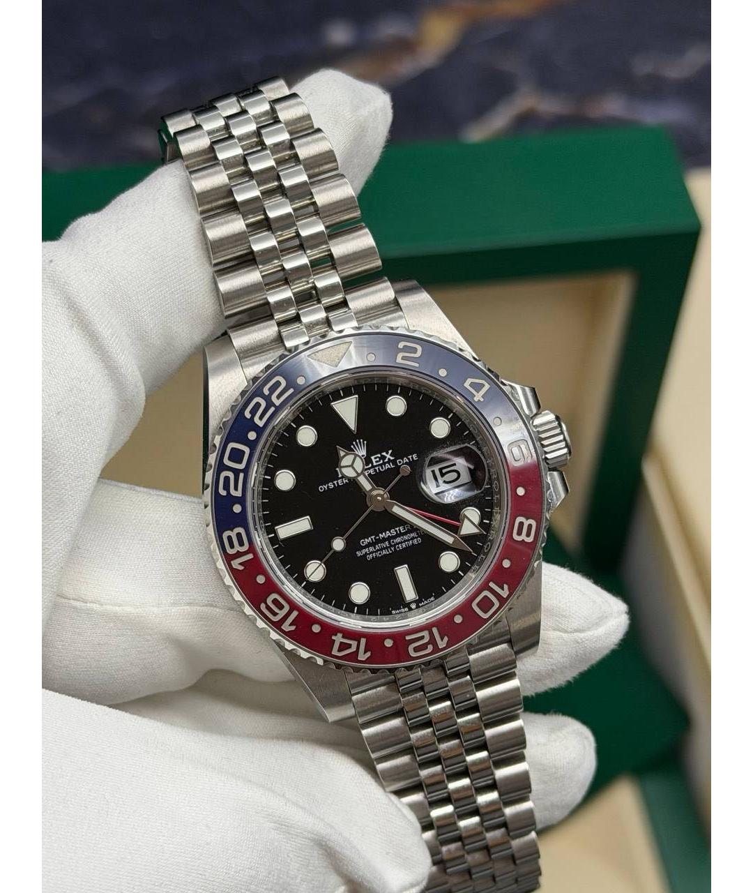 ROLEX Черные металлические часы, фото 6