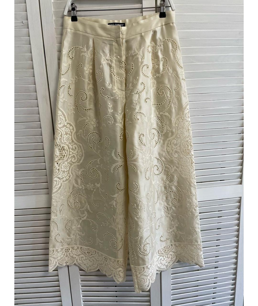 DOLCE&GABBANA Бежевые шелковые брюки широкие, фото 8