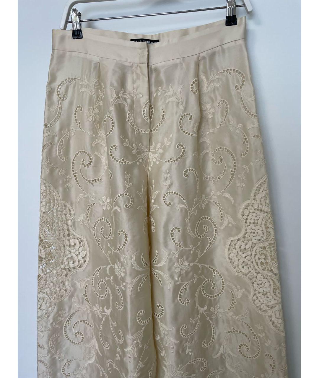 DOLCE&GABBANA Бежевые шелковые брюки широкие, фото 7
