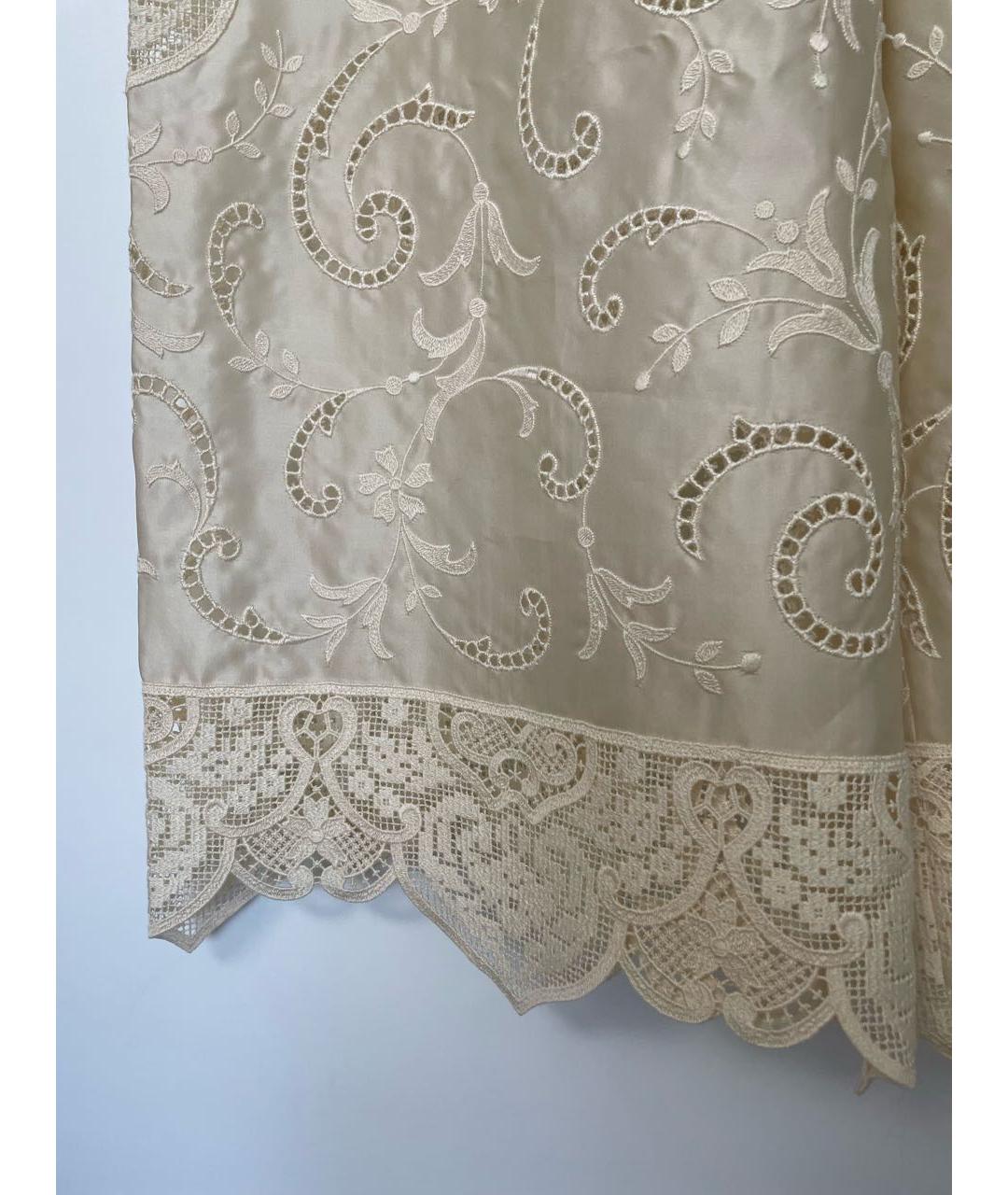 DOLCE&GABBANA Бежевые шелковые брюки широкие, фото 4