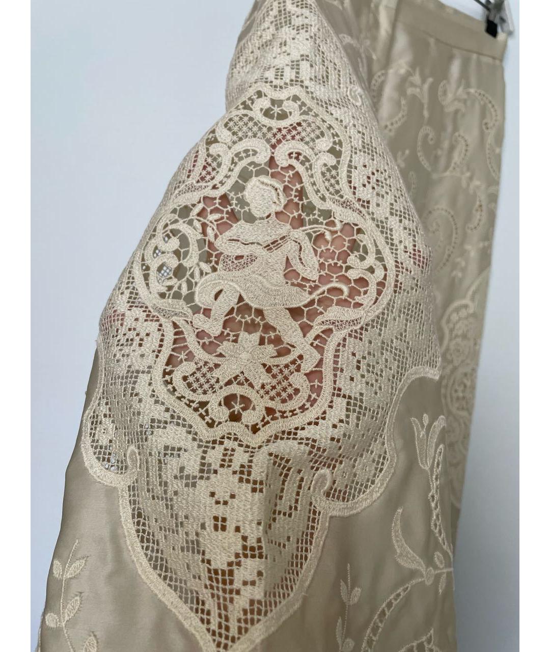 DOLCE&GABBANA Бежевые шелковые брюки широкие, фото 3