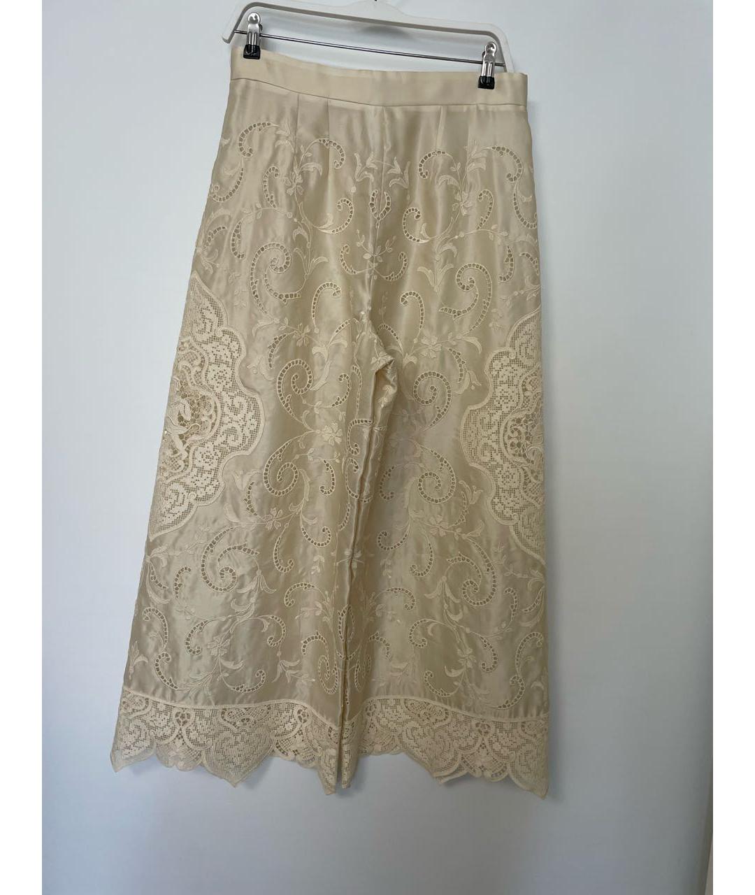 DOLCE&GABBANA Бежевые шелковые брюки широкие, фото 2