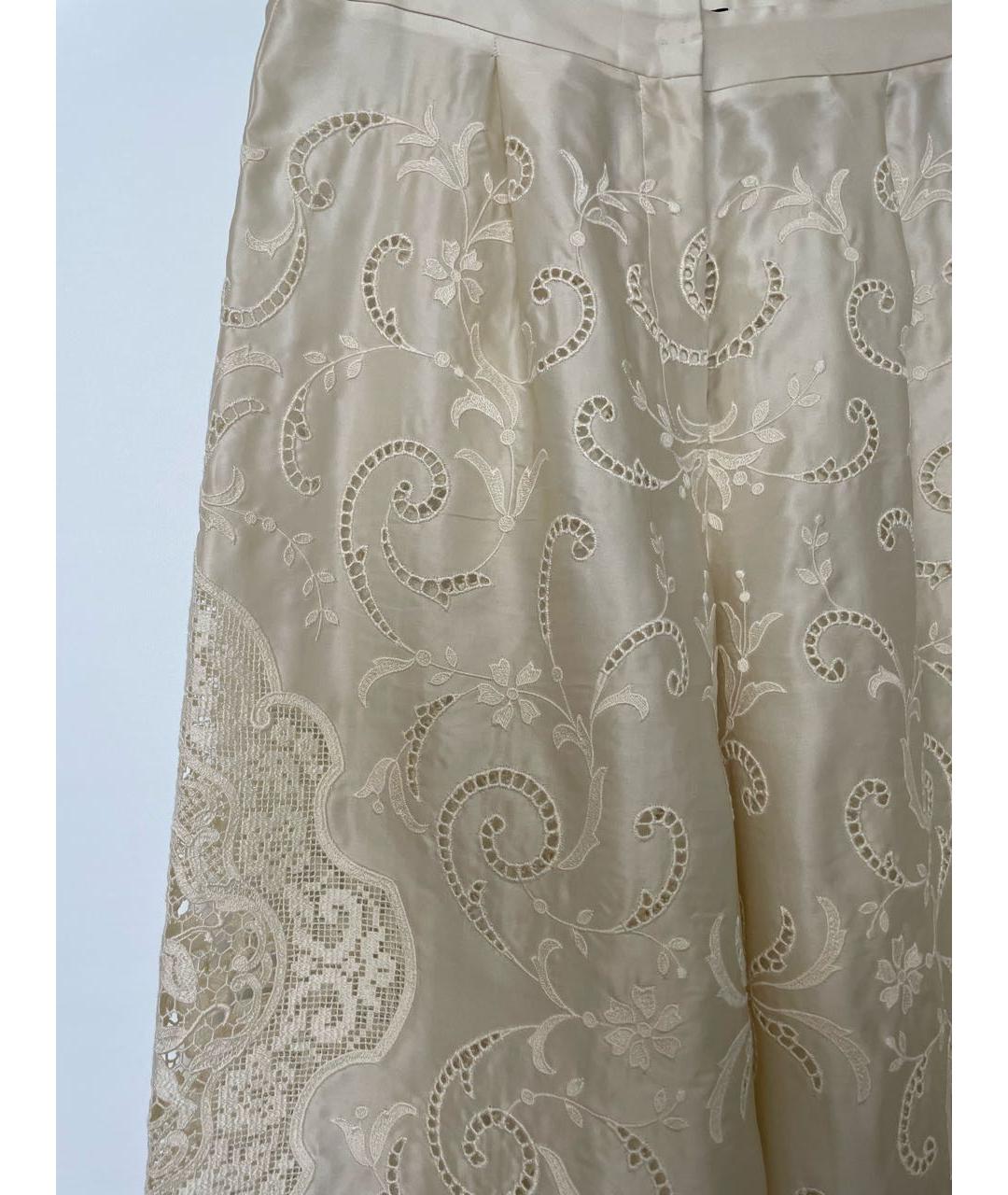 DOLCE&GABBANA Бежевые шелковые брюки широкие, фото 5
